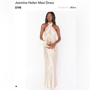 Jasmine Halter Maxi Dress ~ Champagne Luxe Satin